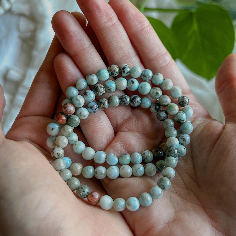 bracciale elastico - Larimar con matrice